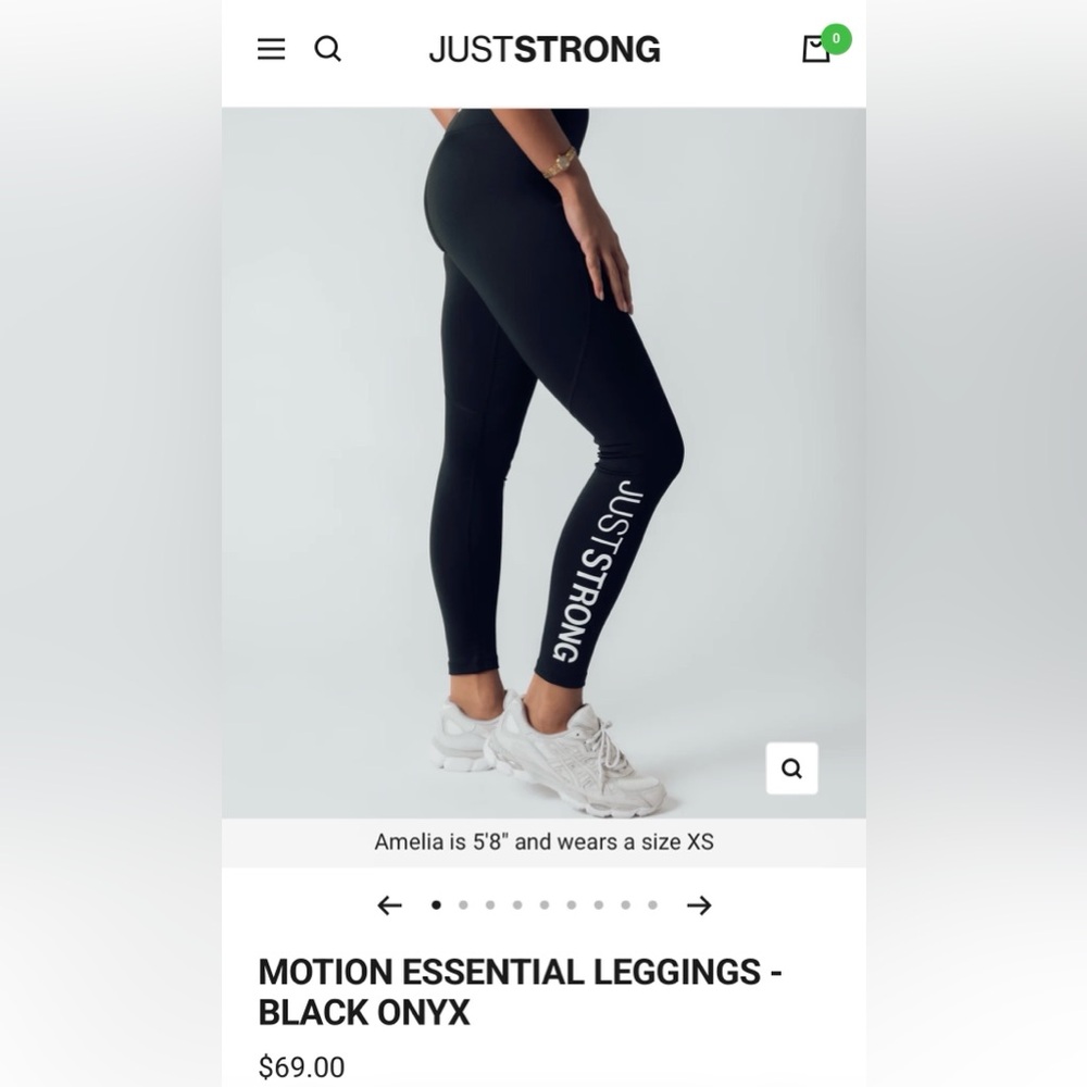 NEW WITH TAGS JUST STRONG MOTION ESSENTIAL LEGGINGS BLACK ONYX WOMENS LARGE